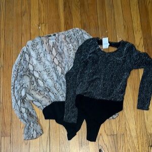 Snakeskin and Glitter Bodysuit Set